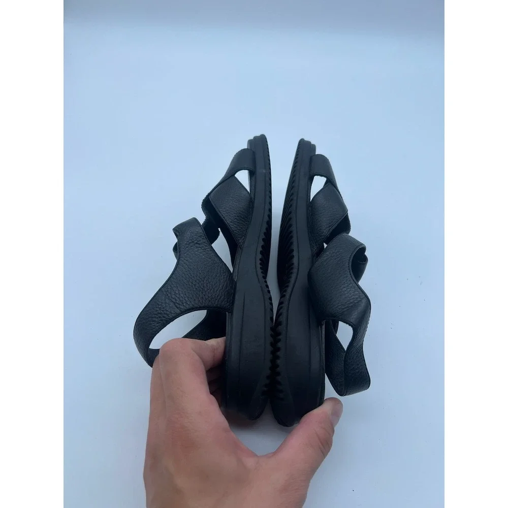 Easy Spirit I-Varsity Black Leather Slingback Comfort Sandals Womens 7.5 M